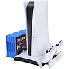 PS5 hűtőállomás és kétvezérlős töltő Kiwi Home PB01 fehér (PB01/White/HJT-422)