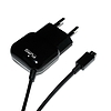 PURO Mini utazási töltő - Hordozható fali töltő Micro USB kábellel fekete (MTCMICROBLK)