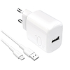Puro PROLITE 10W USB-A fali töltő + USB-A - USB-C kábel 1.2m - fehér
