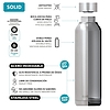 Quokka Solid - Rozsdamentes acél duplafalú vákuumszigetelt vizes palack, hordozható termosz 510 ml Jet Black (11825)
