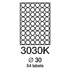 RayFilm R0130 3030KA 30mm lézer kör etikett címke fluozöld 54 címke/ív 100ív/doboz