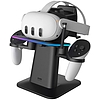 RGB függőleges állvány Meta hivatalosan társmárka Kiwi Design QC03 Meta Quest 3/Quest 2/Quest PRO Blackhez (QC03/Black/HJT-482)