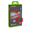 SBS TECABLETISSUETCCR USB-C - USB-C 1.5m 60W fonott kábel - piros