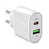 SBS TETRPD20W 20W USB-A USB-C fali töltő tápellátással - fehér