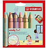 Stabilo Woody 3 in 1 Színes ceruza készlet, kerek, vastag, Pastel, 6 különböző szín