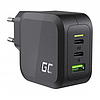 Táptöltő Green Cell GC PowerGaN 65 W 2x USB-C tápellátás, 1x USB-A kompatibilis a Quick Charge 3.0-val (CHARGC08)