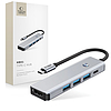 Tech-Protect HB01 HUB Adapter 5in1 USB-C + USB3.0 + HDMI 4K 60Hz + PD100W - szürke