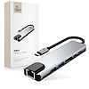 Tech-Protect HB02 HUB Adapter 6in1 USB-C + USB2.0 + USB3.0 + HDMI 4K 30Hz + RJ45 + PD100W - szürke