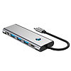 Tech-Protect HB04 HUB Adapter 9in1 USB-C + USB2.0 + USB3.0 + HDMI 4K 60Hz + SD / TF + PD100W + AV3.5 - szürke