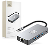 Tech-Protect HB05 HUB 9in1 USB-C + USB2.0 + USB3.0 + HDMI 4K 60HZ + SD / TF + PD100W + RJ45 adapter - szürke