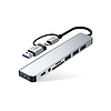 Tech-Protect HB06 HUB Adapter 8in1 TYPE-C + USB2.0 + USB3.0 + SD/TF + AV3.5 - szürke