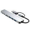 Tech-Protect HB06 HUB Adapter 8in1 TYPE-C + USB2.0 + USB3.0 + SD/TF + AV3.5 - szürke