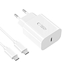 Tech-Protect NC20W PD20W USB-C fali töltő USB-C kábellel - fehér