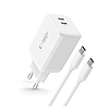Tech-Protect NC45W-GAN 2-PORTOS PD45W töltő + TYPE-C kábel - fehér
