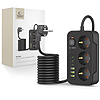 Tech-Protect PC3X6 elosztó 3 aljzat 240V + 3xUSB-A + 3xUSB-C 200cm - fekete