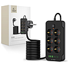 Tech-Protect PC6X6 elosztó 6 aljzat 240V + 3xUSB-A + 3xUSB-C 200cm - fekete