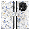 Tech-Protect pénztárca tok Xiaomi Redmi Note 14 Pro 5G / 14 Pro+ 5G / Poco X7 5G készülékhez - Margaréták levelekkel