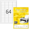 TopStick No. 8730 univerzális 48,3x16,9mm méretű, fehér öntapadós etikett címke A4-es íven - 6400 címke / doboz - 100 ív / doboz (TopStick 8730)