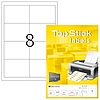 TopStick No. 8739 univerzális 96,5x67,7mm méretű, fehér öntapadós etikett címke A4-es íven - 800 címke / doboz - 100 ív / doboz (TopStick 8739)
