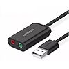 UGREEN 15 cm-es USB külső hangkártya, fekete (30724B)