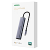 UGREEN adapter-elosztó, USB-C - 2x USB 3.0, HDMI, RJ45, SD/TF (90568)