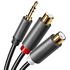 Ugreen audioadapter jack csatlakozó 3,5 mm-es dugasz-2xRCA anyakábel, 0,25 m szürke (AV109)
