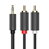 Ugreen AV102 10772 kábel 3,5 mm-es mini jack (apám) / 2RCA (apám) 1m - szürke