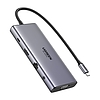 Ugreen CM639 USB-C Hub, HDMI, VGA, 2x USB-C 3.2 10Gbps, 2x USB, SD/TF, RJ45, AUX 3.5mm, PD, 4K 60 Hz (45520)