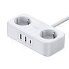 Ugreen elosztó hosszabbító tápkábel 2x USB porttal, 1x USB-C fekete (CD280)