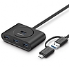 UGREEN HUB USB 3.0 + USB-C 3.1, 4 port, OTG, fekete (40850)