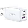 Ugreen - Nexode fali töltő (15334) - USB-A, QC 3.0, 2x USB-C, PD, GaN 65 W, 3,25 A - fehér (KF2313685)