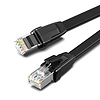 UGREEN NW134 lapos hálózati kábel fém csatlakozókkal, Ethernet RJ45, Cat.8, U / FTP, 2 m, fekete (70672)