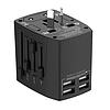 Univerzális fali töltő / AC adapter Budi 4x USB, 5A, EU/UK/AUS/US/JP, fekete (333)