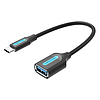 USB-C 3.1 dugó - USB-A csatlakozó OTG kábel Vention CCVBB 0,15 m, fekete, PVC
