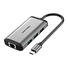 USB-C dokkolóállomás HDMI-hez, 3x USB3.0, RJ45, PD 0,15 m Vention CNCHB, szürke