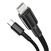 USB-C és Lightning Baseus nagy sűrűségű fonott kábel, 20 W, 5 A, PD, 2 m, fekete (CATLGD-A01)