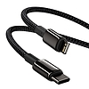 USB-C kábel a Lightning Baseus Tungsten Gold-hoz, 20 W, 5 A, PD, 1 m, fekete (CATLWJ-01)