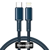 USB-C kábel a Lightning Baseushoz, nagy sűrűségű fonott, 20 W, 5 A, PD, 2 m, kék (CATLGD-A03)