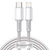 USB-C kábel a Lightning Baseushoz, nagy sűrűségű fonott, 20 W, PD, 2 m, fehér (CATLGD-A02)