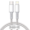 USB-C kábel Lightning Baseushoz, nagy sűrűségű fonott, 20 W, 5 A, PD, 1 m, fehér (CATLGD-02)