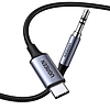 USB-C kábel UGREEN CM450 - 3,5 mm AUX mini jack, 1m, fekete (20192)