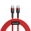 USB-C - USB-C PD Baseus Cafule PD 2.0 QC 3.0 kábel 60 W 2 m, piros (CATKLF-H09)