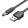 USB-DC 5,5 mm-es tápkábel 1,5 m-es Vention CEYBG fekete