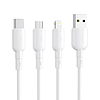 USB és Lightning kábel Vipfan Colorful X11, 3A, 1m, fehér (X11LT-white)