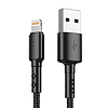 USB és Lightning kábel Vipfan X02, 3A, 1,8m, fekete (X02LT-1.8m-black)