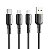 USB és USB-C kábel Vipfan Colorful X11, 3A, 1m, fekete (X11TC-black)