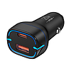 Vipfan C11 autós töltő, USB + USB-C, PD 20W + QC 3.0, LED, fekete (C11-black)