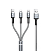 WEKOME WDC-119 Fython sorozat - 3 az 1-ben USB-A-Lightning + USB-C + Micro USB PD csatlakozókábel 1,2 m ezüst (WK-WDC-119_SILVER)