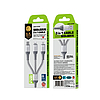 WEKOME WDC-170 Raython sorozat - 3 az 1-ben USB-A - USB-C + Lightning + Micro USB 1,2 m-es gyorstöltő PD-kábel ezüst (WK-WDC-170_SILVER)