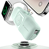 Wozinsky WF16-YLS 5000mAh 15W Lightning Mini Power Bank beépített USB-C kábellel és Apple Watch töltővel - zöld